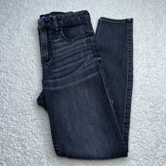 Hollister Co. Denim - Hollister High Rise Crop Super Skinny Classic Stretch Black Jeans 25x26